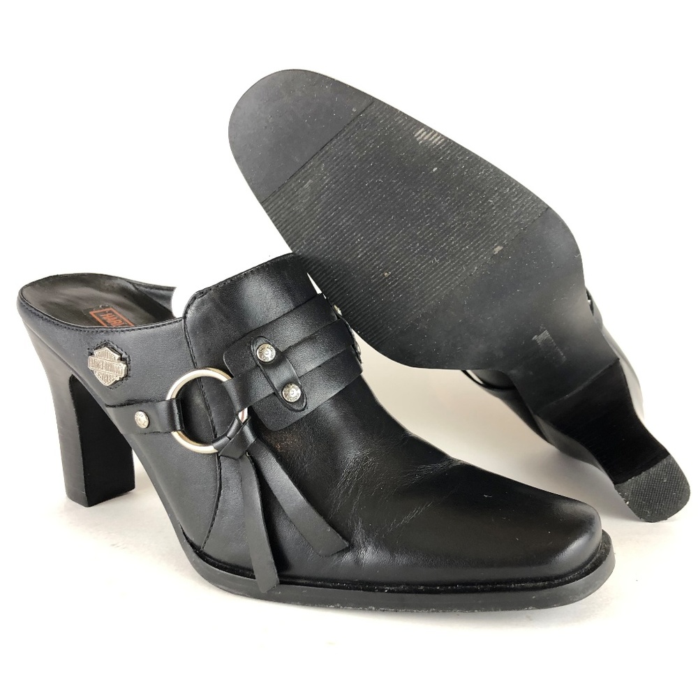 Harley Davidson 83216 Black Leather Heels Womens